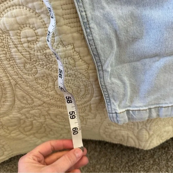 NWT WeWoreWhat slouchy slit overalls light wash high rise straight leg split hem - Picture 11 of 15